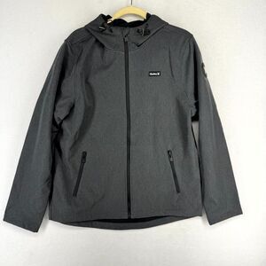 Hurley Mens Fleece Lined Wind Resistent Heather Gray Jacket Size L NEW